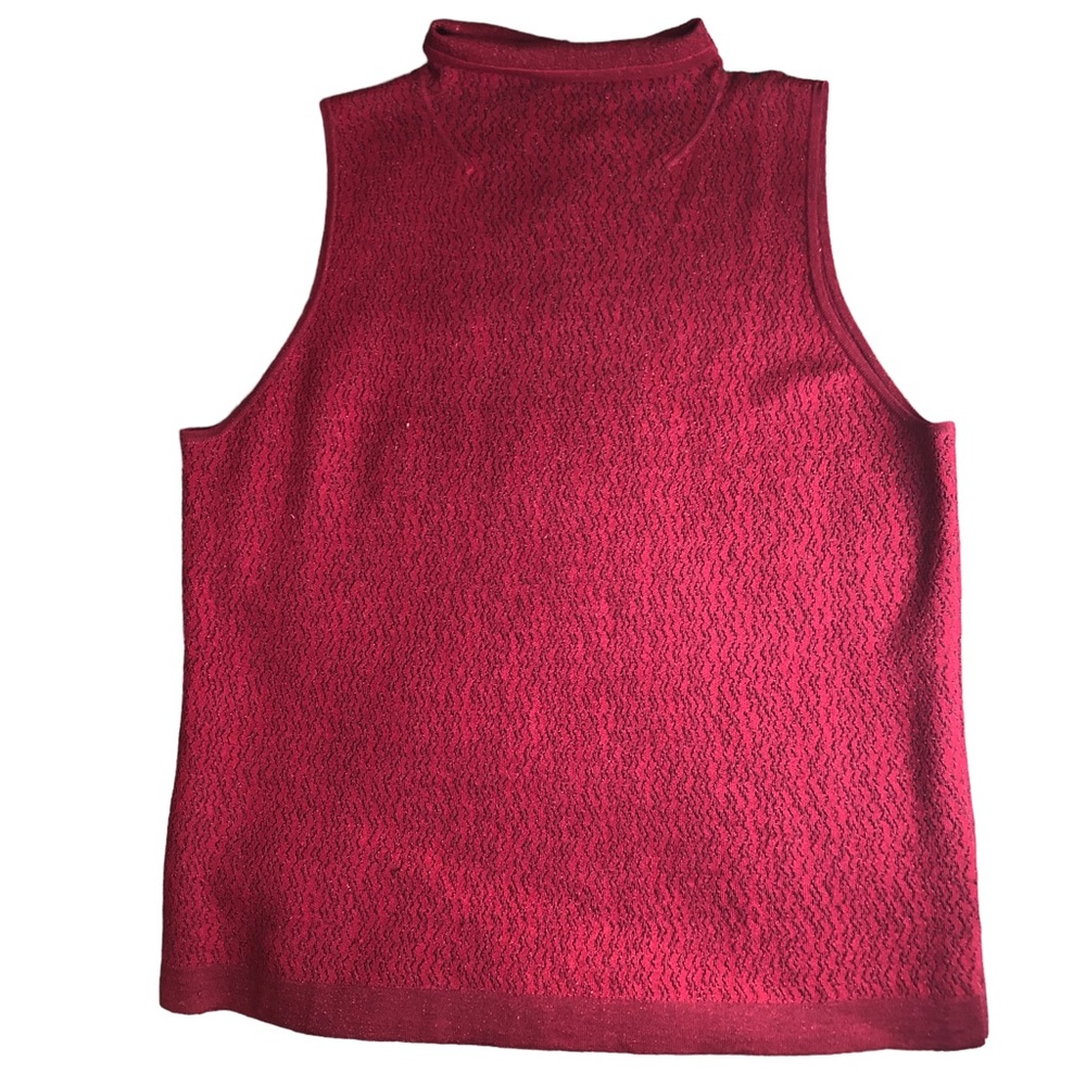 ELLEN TRACY Mock Turtleneck Shell Sweater Sleeveless Fine Moreno Wool & silk EUC